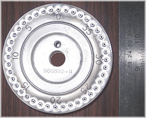 AMS sample wheel used to deliver graphite samples to AMS instrument.
