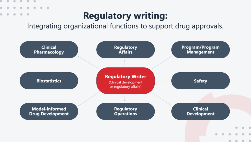 Regulatory writing touches multiple functions required for successful drug development.