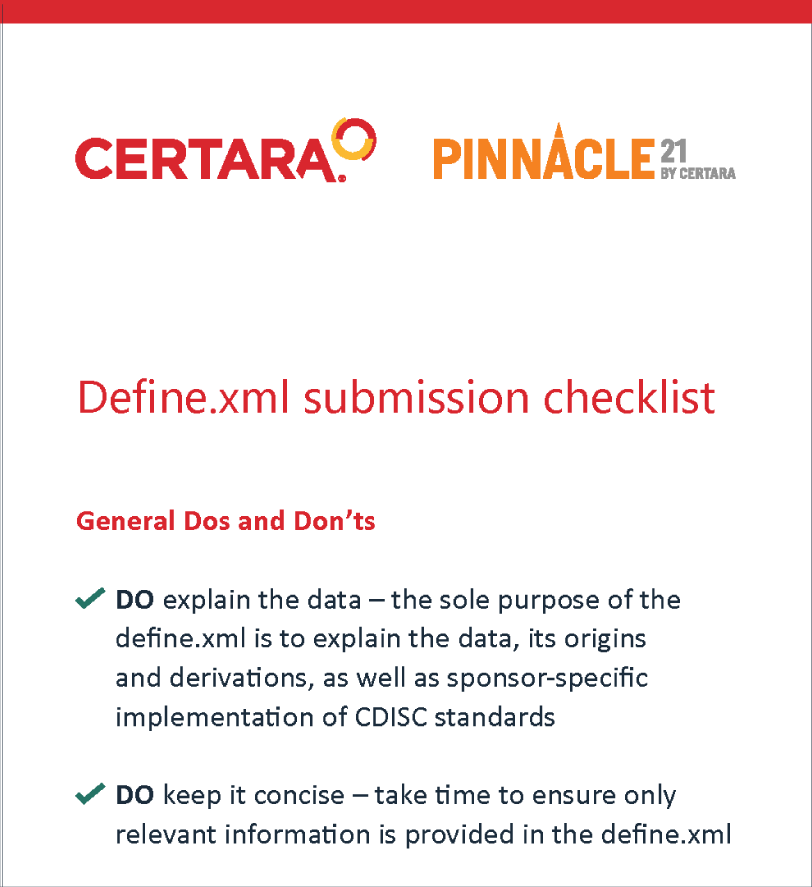 Define-XML submission checklist