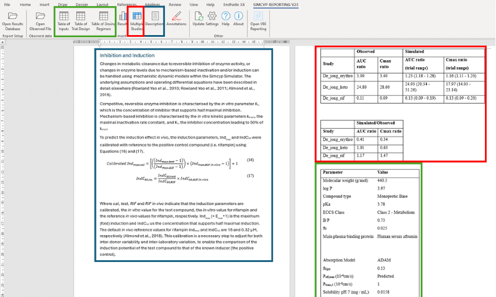 Microsoft Word using the Simcyp Report Assistant
