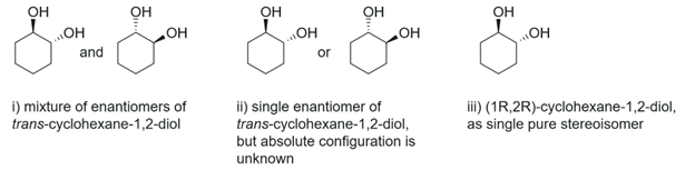 Unambiguous depictions of trans-cyclohexane-1,2-diol.